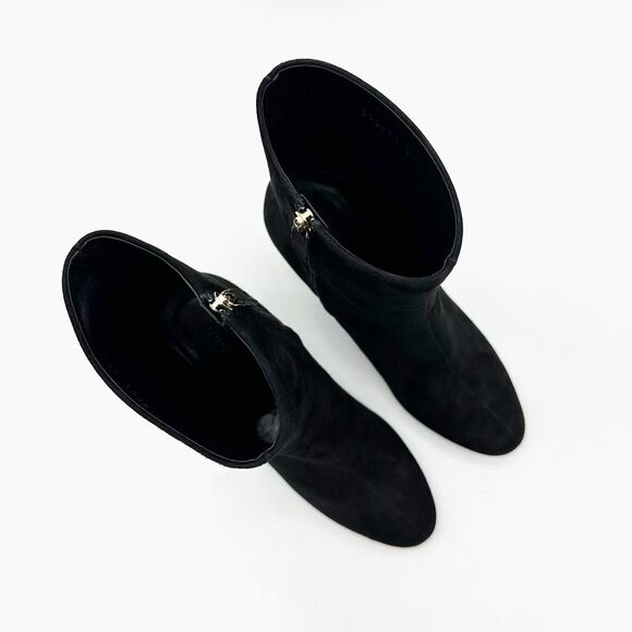 GUCCI Melville Black Suede Boots Size 39.5 US 9.5 Studded Heeled Bootie - Picture 6 of 14